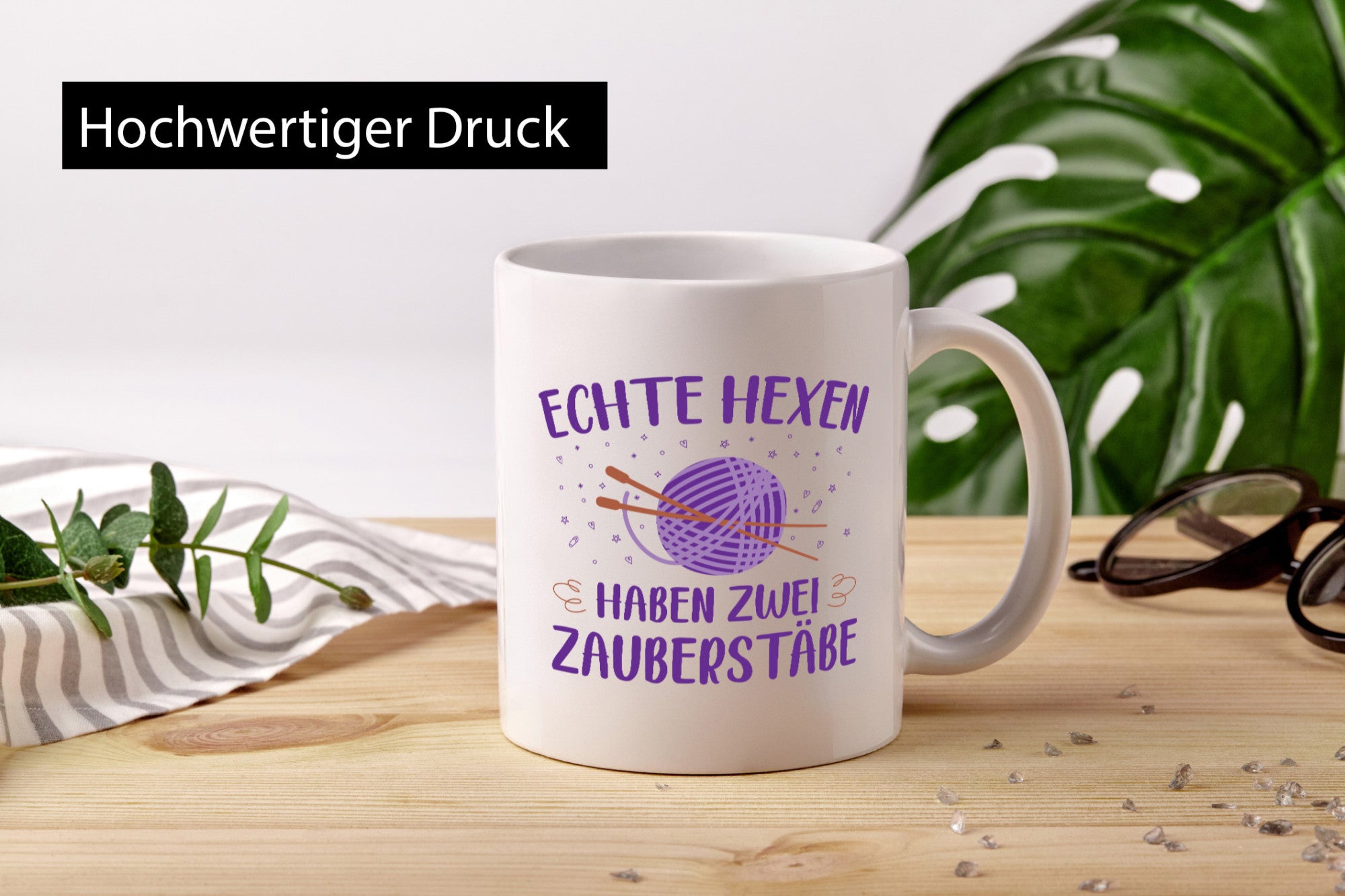 Hexen haben zwei Zauberstäbe | Stricknadeln Wolle Geschenk Humor Geschenkidee