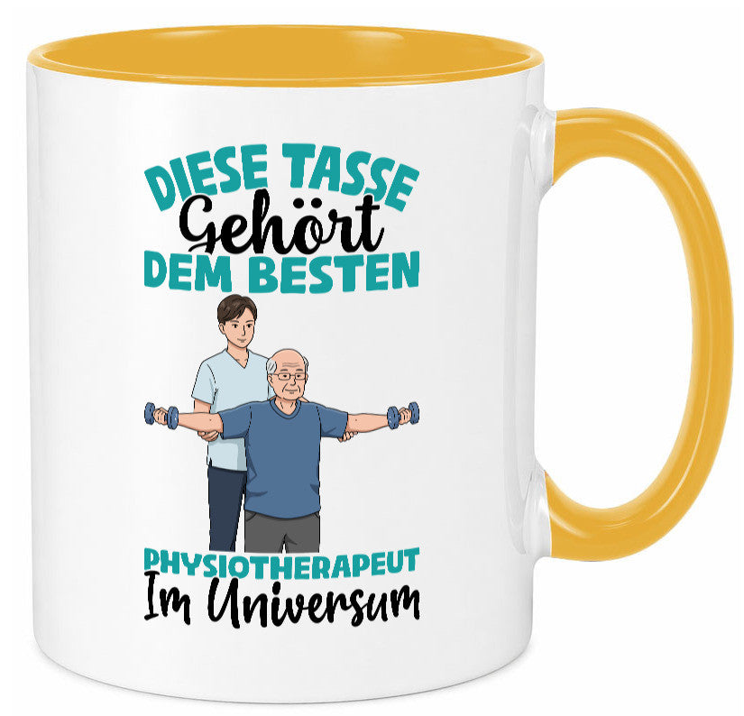 Im Universum: Physiotherapeut Geschenkidee Humor Tasse