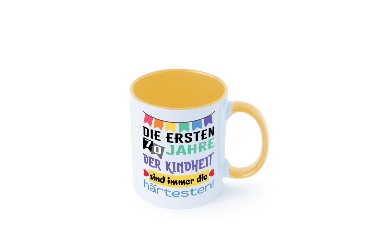 Die ersten 70 Jahre der Kindheit | 70. Geburtstag Rentner Humor Ruhestand Tasse