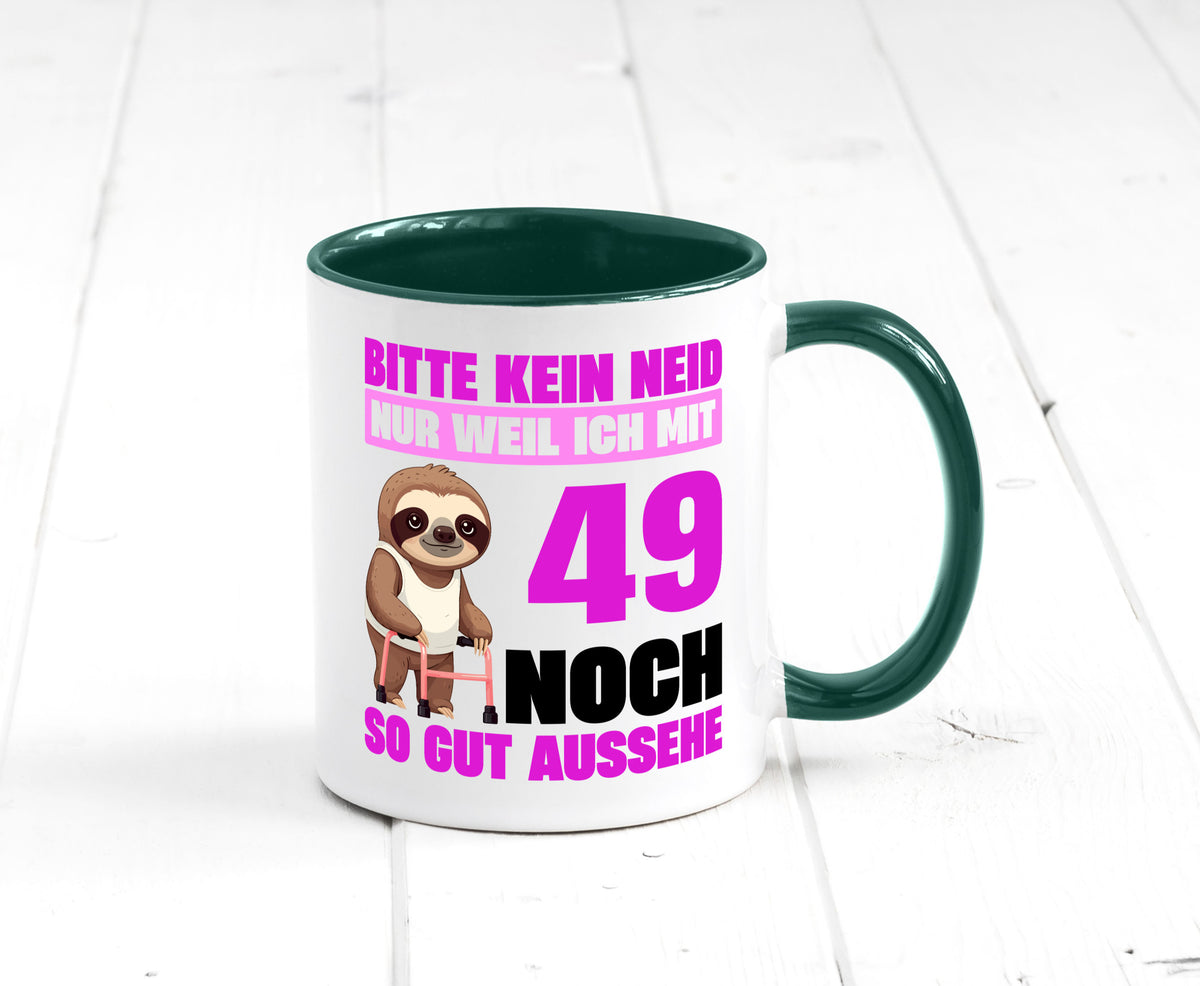 49. Geburtstag | Bitte kein neid Faultier 49 Jahre Humor Geschenkidee Tasse