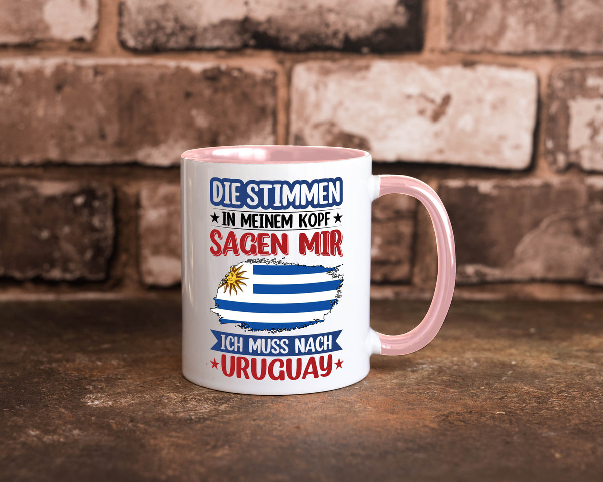 Uruguay | Urlaub Stimmen in meinem Kopf Traumland Geschenk Humor Geschenkidee Tasse