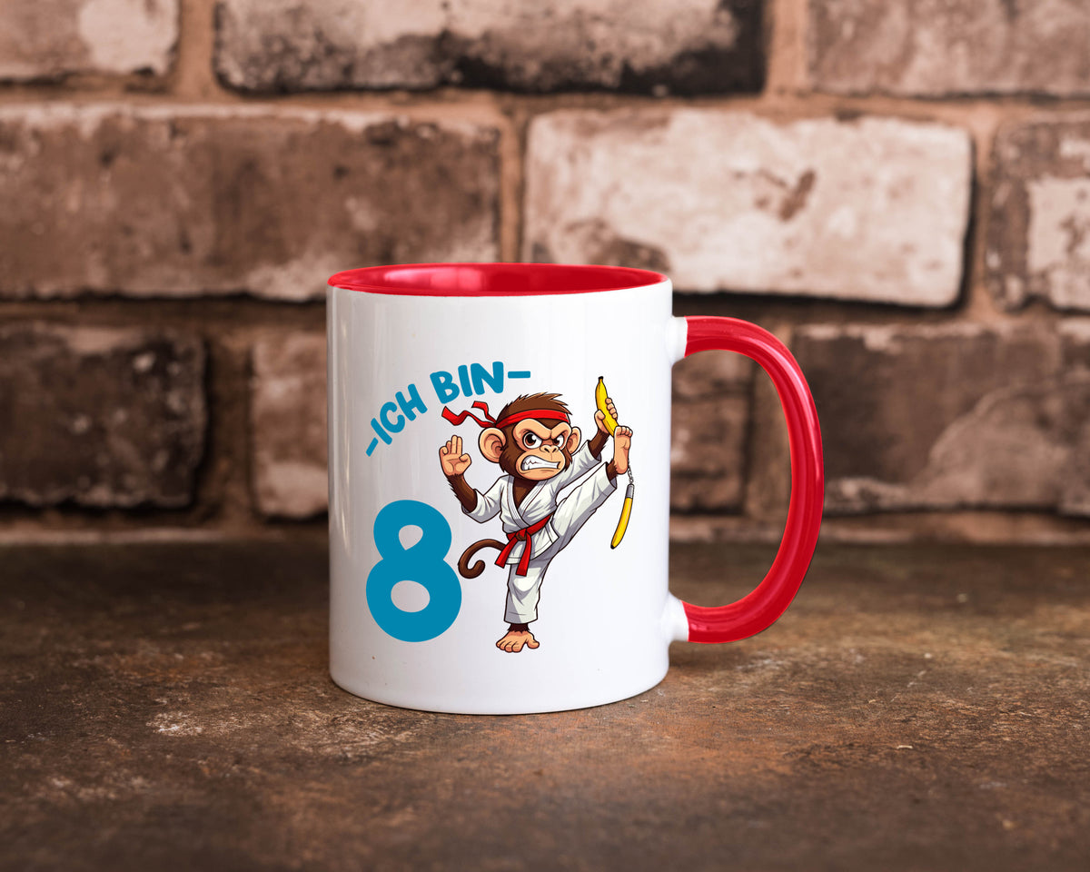 Ich bin 8 | 8. Geburtstag Karate Kampfsport Affe lustiger Spruch Geschenk Tasse