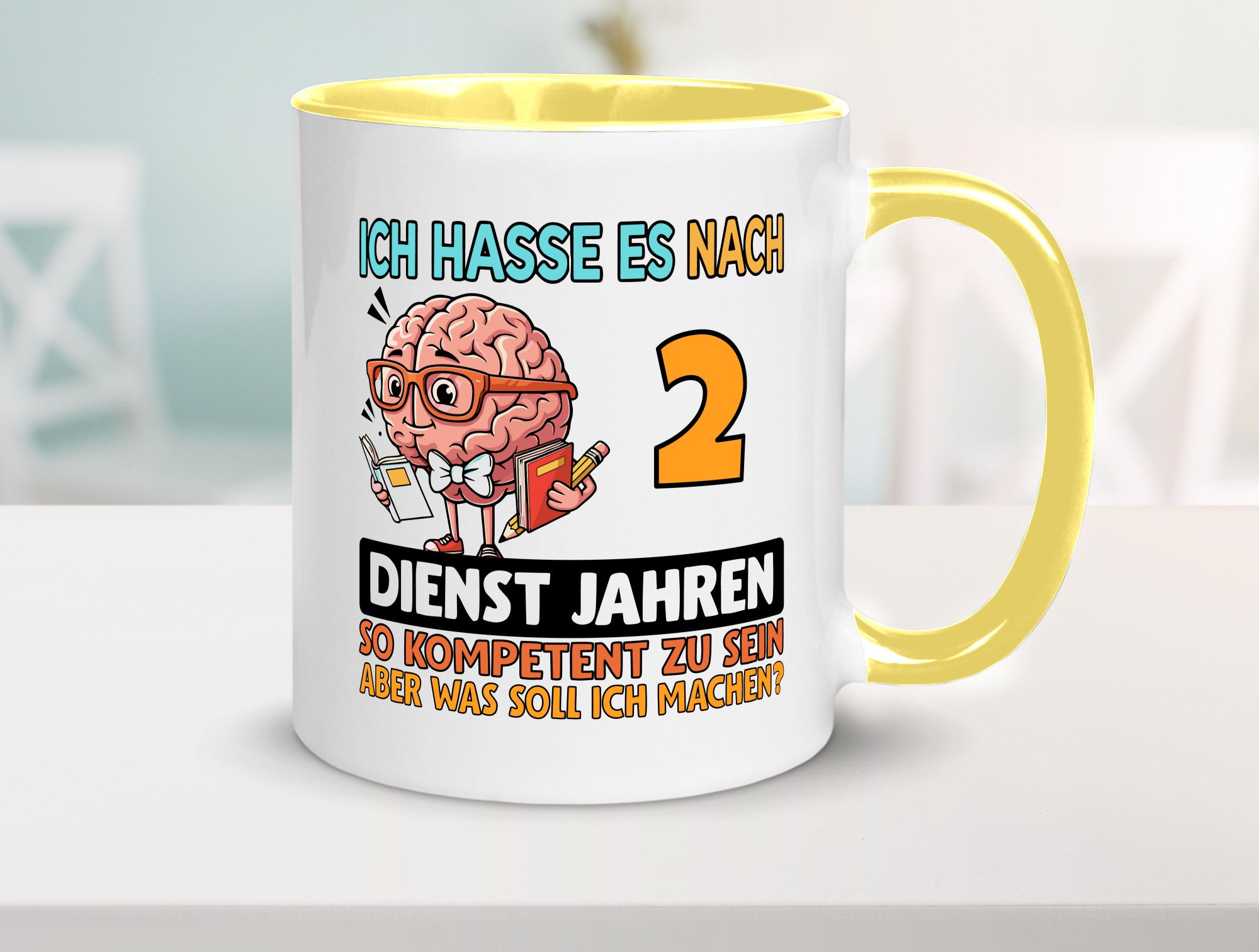 2 Dienstjahre | Arbeit Kompetent lustig Kollegen Büro Geschenk Tasse