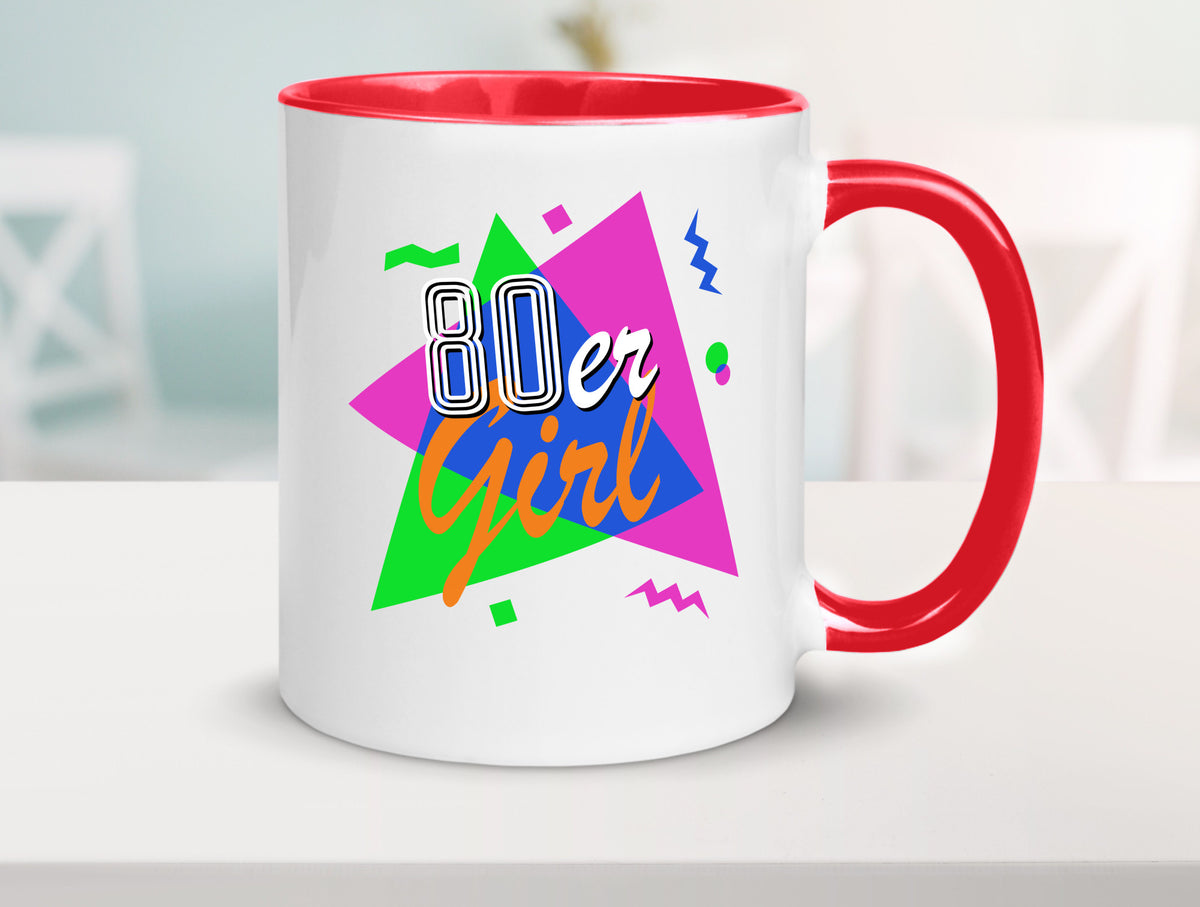 80er Girl - Jahre bunt + verrückt retro Humor Geschenkidee Tasse