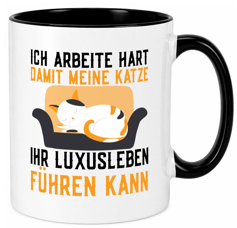 Ich arbeite hart | Luxusleben Humor Katzenliebhaber Geschenkidee Arbeit Tasse
