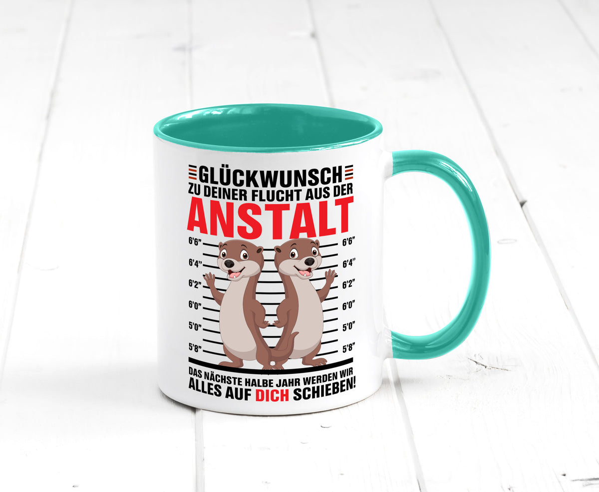 Glückwunch zur Flucht | Jobwechsel Arbeitskollegen Geschenk Arbeit Kollegen Tasse