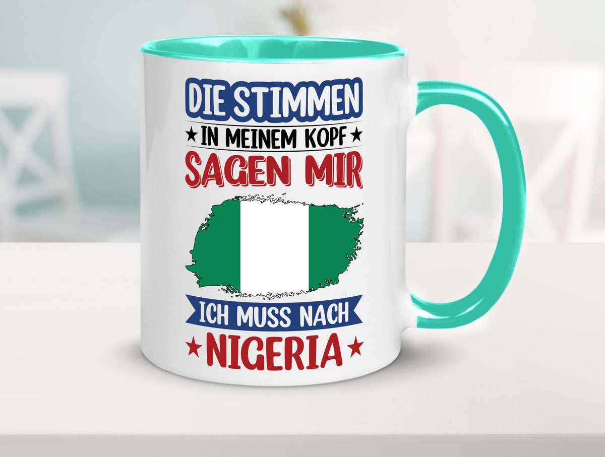 Nigeria | Urlaub Stimmen in meinem Kopf Traumland Geschenk Humor Geschenkidee Tasse
