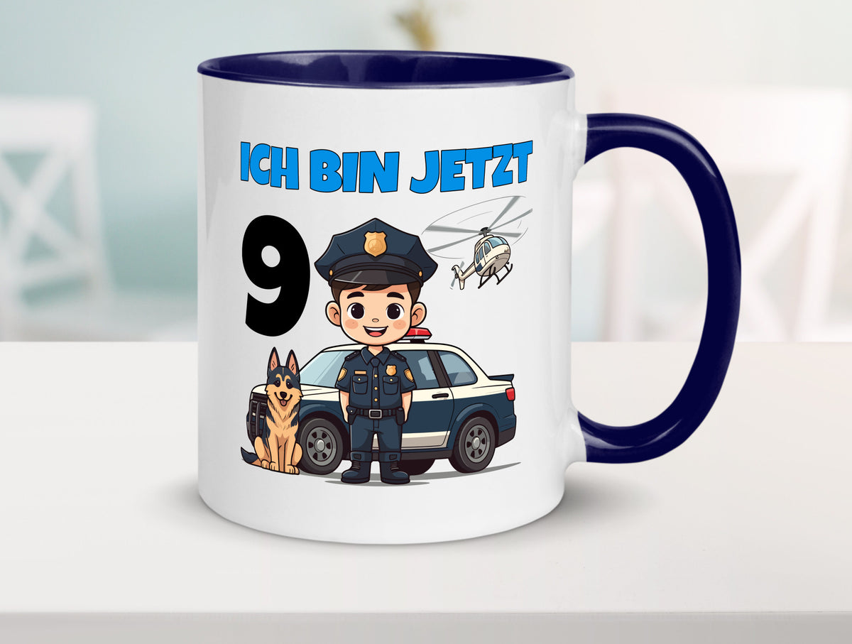 9. Geburtstag | 9 Jahre Polizei Kind Polizeiauto lustig Geschenkidee Geschenk Tasse