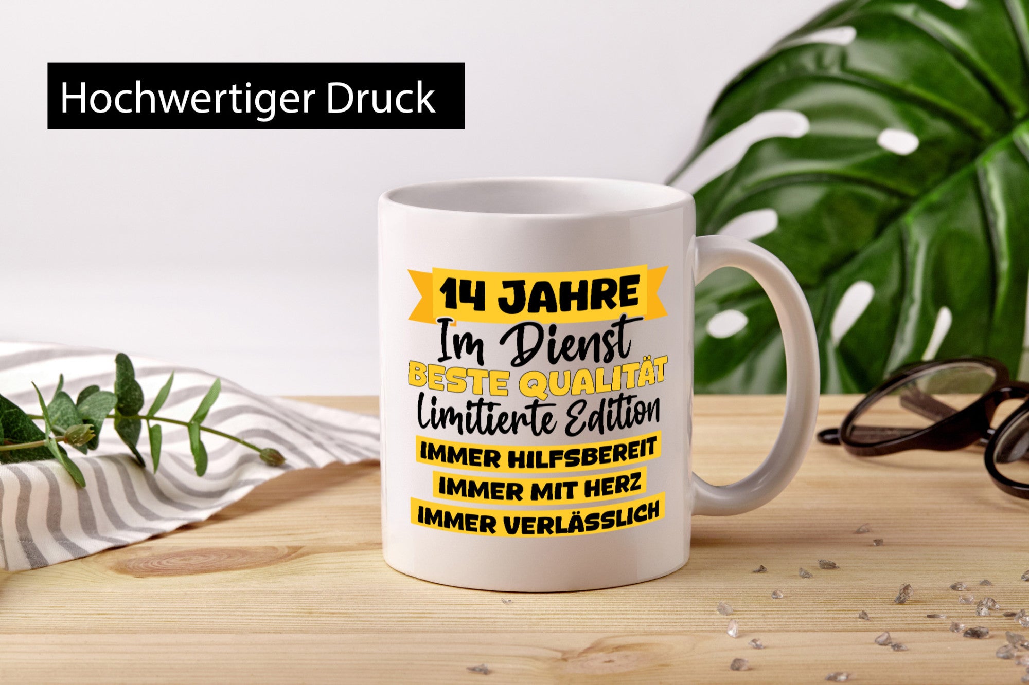 14 Jahre im Dienst | Jubiläum Arbeit v8 Geschenkidee Kollegen Büro Humor Tasse