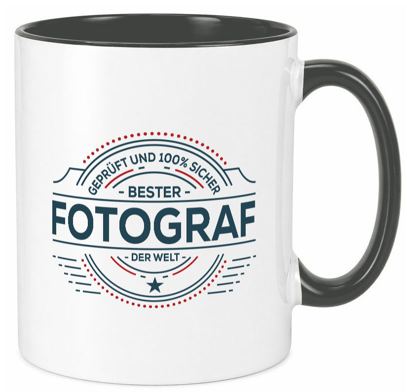 Geprüft und sicher: Fotograf | Fotografie Kamera Humor Geschenkidee Tasse
