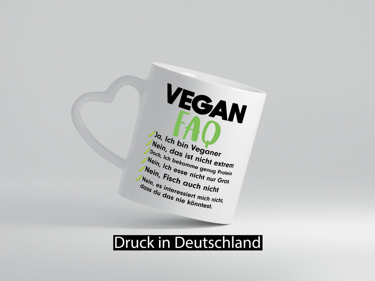 Vegan FAQ | Veganer Lifestyle Ich liebe Humor Geschenkidee Tasse