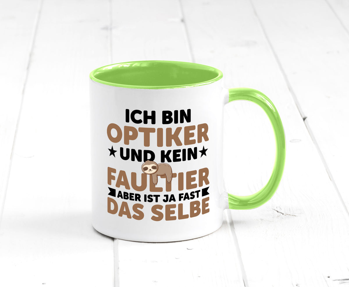 Ich bin kein Faultier: Optiker | Augenoptiker v2 lustiger Spruch Geschenk Tasse