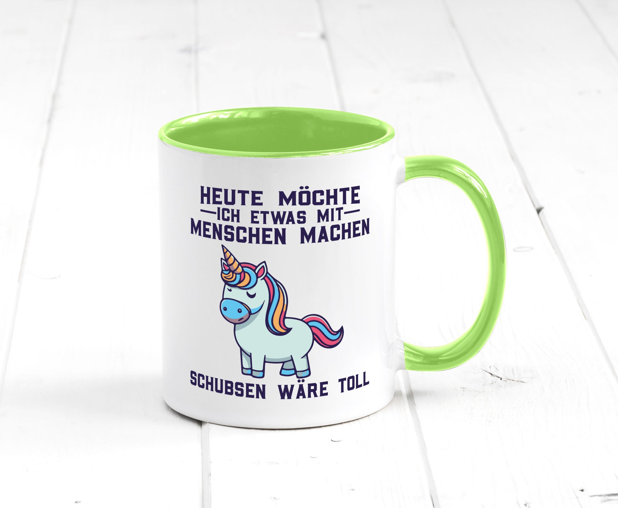 Heute möchte ich Menschen schubsen | Einhorn v2 Geschenk Humor Geschenkidee