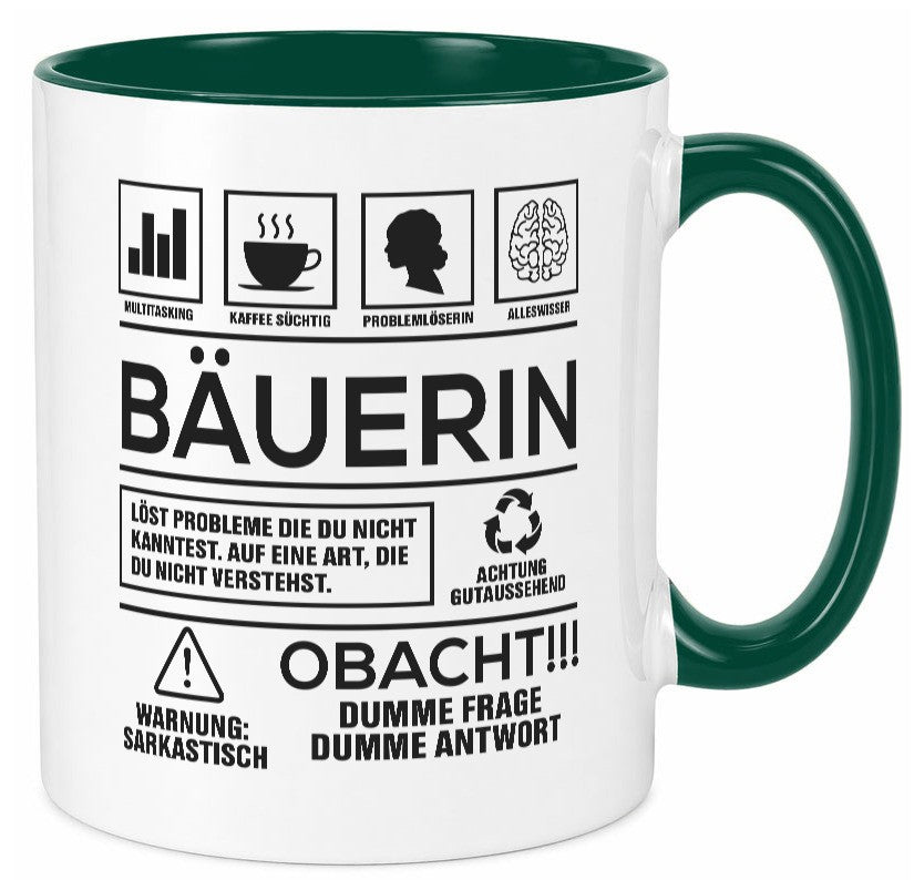 Achtung Probleme Bäuerin | Bauernhof Landwirtschaft Geschenk Humor Geschenkidee Tasse