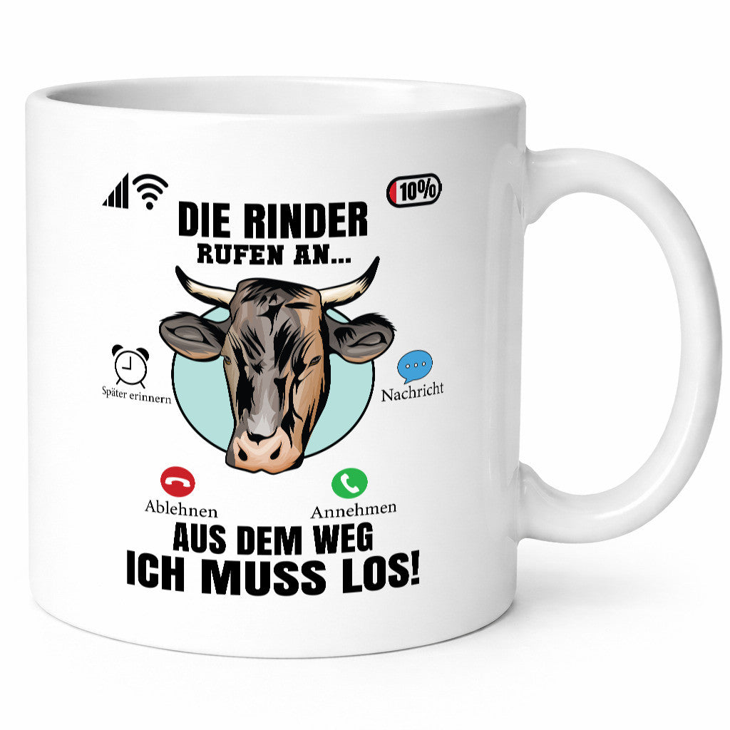 Die Rinder rufen an | Farmer Rind Bauernhof lustiger Spruch Geschenk Humor