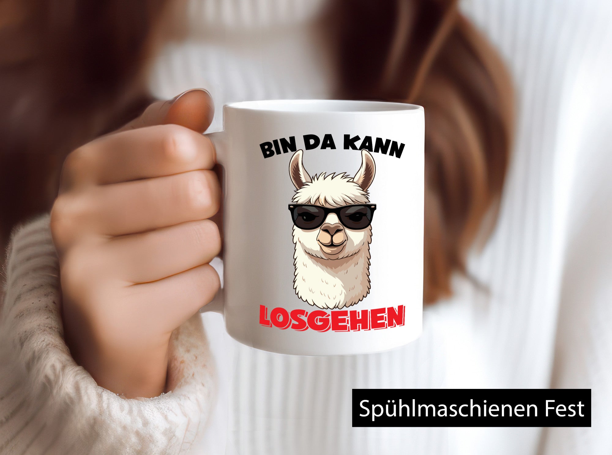 Bin da kann losgehen | Lama Alpaka lustig Humor Geschenkidee Geschenk Tasse