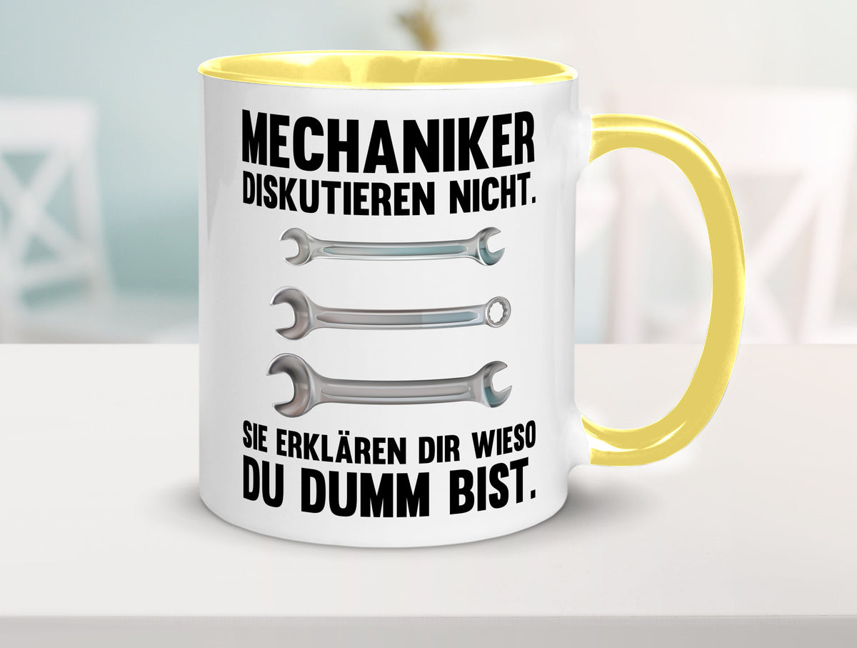 Mechaniker Diskutieren nicht sie erklären nur wieso Geschenkidee Tierliebhaber Tasse