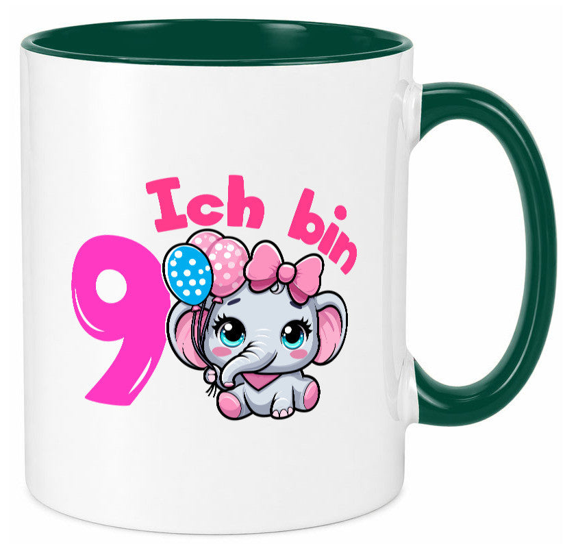 9. Geburtstag | 9 Jahre Elefant Mädchen Geschenk Geschenkidee lustiger Spruch Tasse