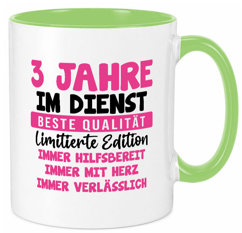 3 Jahre im Dienst | Jubiläum Arbeit v10 lustiger Spruch Geschenk Kollegen Büro Tasse