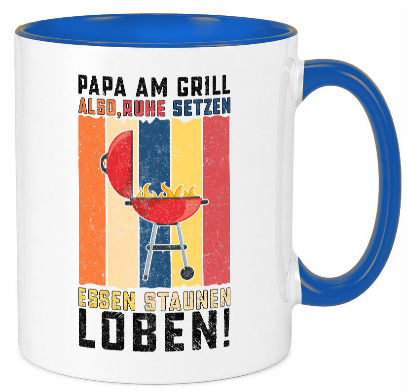 Papa am Grill | Grillmeister BBQ Grillabend v2 Geschenkidee Humor Tasse