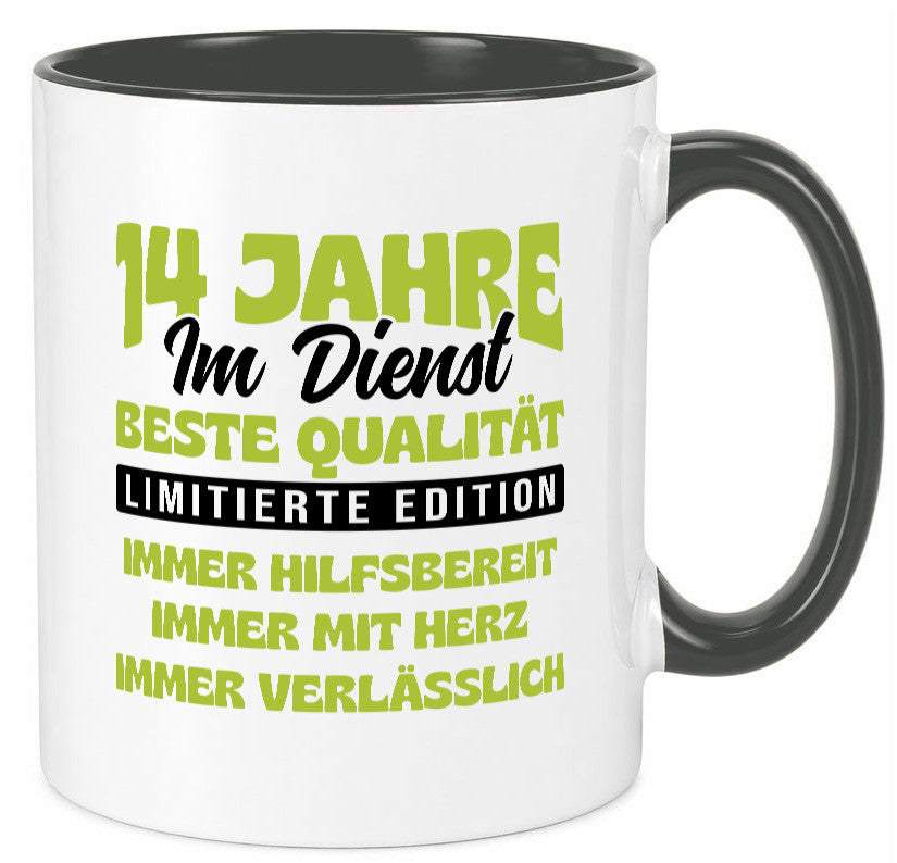 14 Jahre im Dienst | Jubiläum Arbeit v4 Geschenkidee Kollegen Büro Humor Tasse
