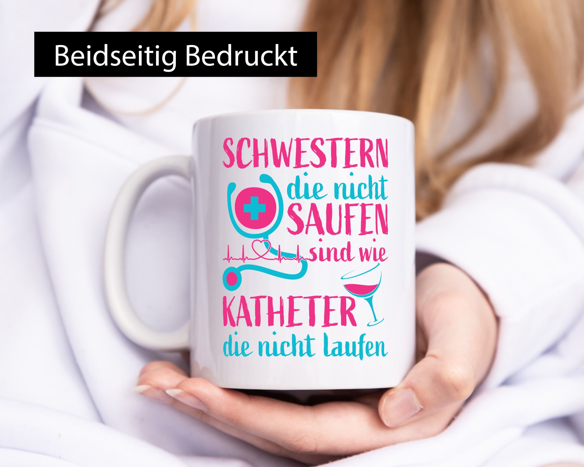 Schwestern die nicht saufen | Stethoskop Alkohol lustig Humor Geschenkidee