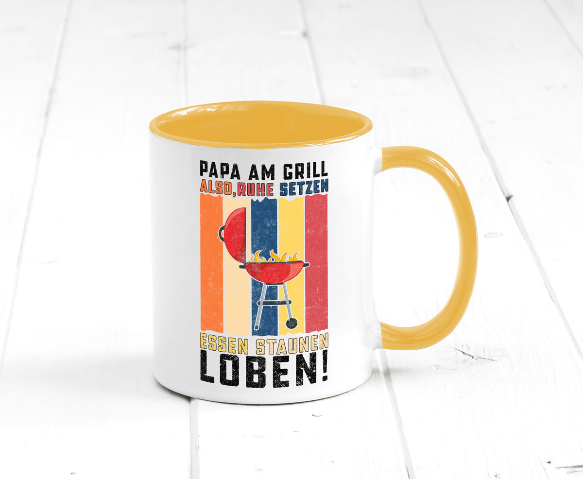 Papa am Grill | Grillmeister BBQ Grillabend v2 Geschenkidee Humor Tasse