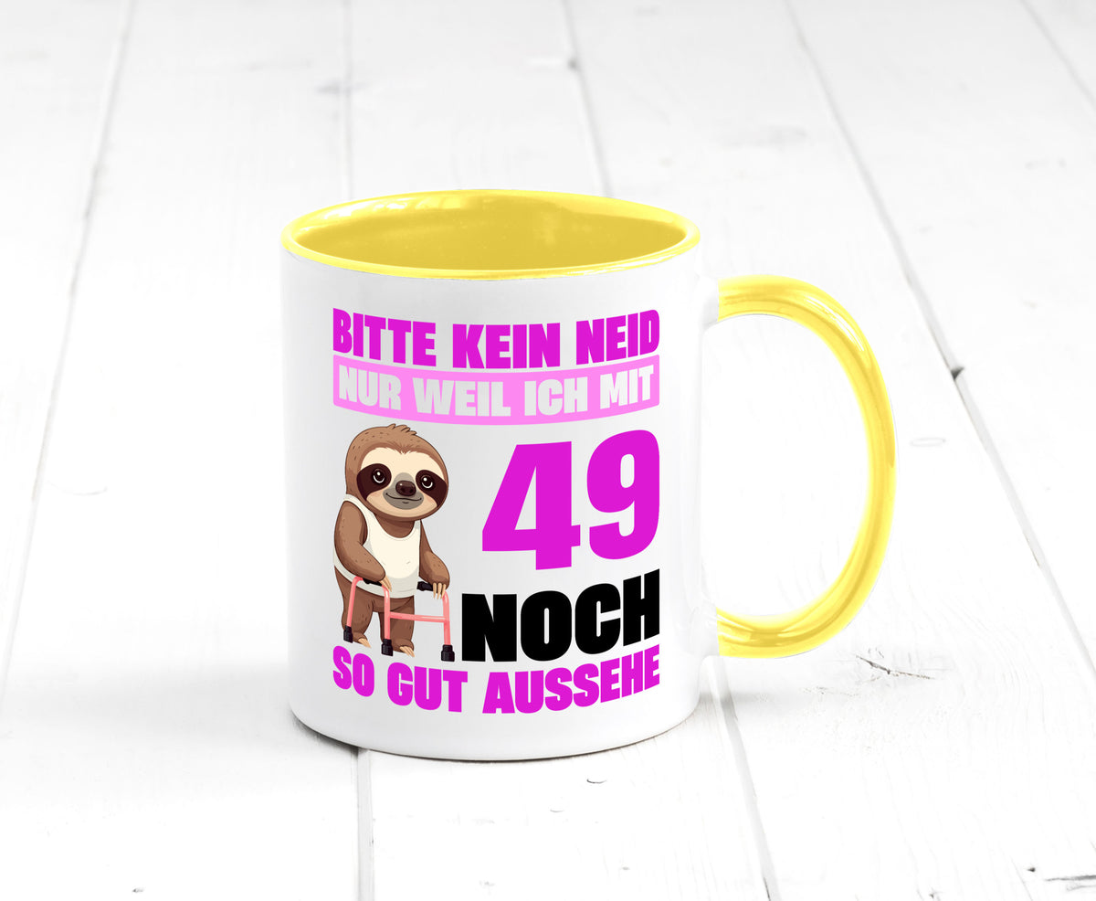 49. Geburtstag | Bitte kein neid Faultier 49 Jahre Humor Geschenkidee Tasse