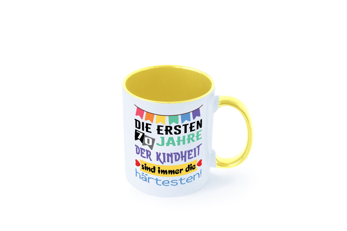Die ersten 70 Jahre der Kindheit | 70. Geburtstag Rentner Humor Ruhestand Tasse