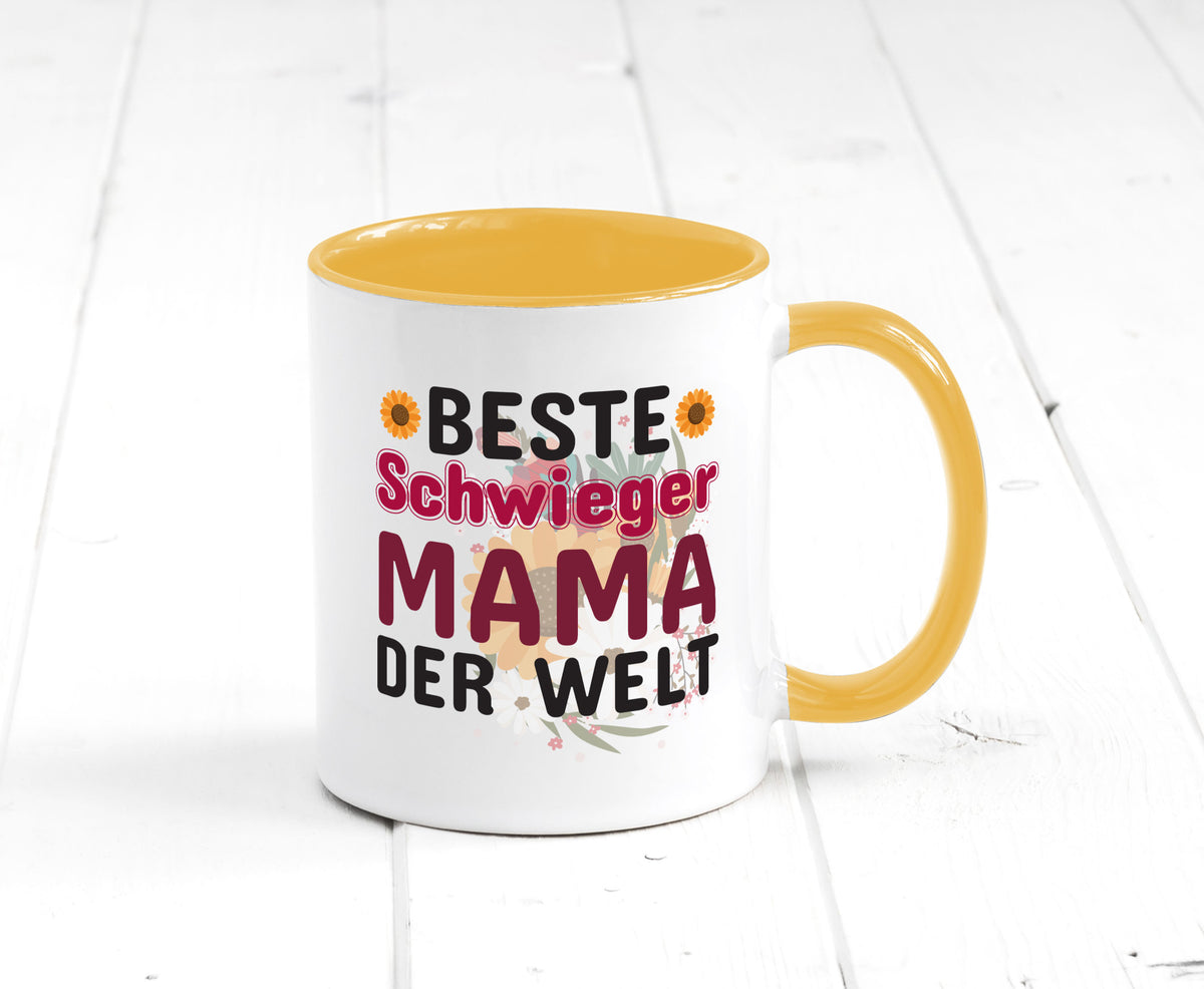 Beste Schwiegermama | Schwiegermutter Tasse Blumen Humor Familie Geschenkidee