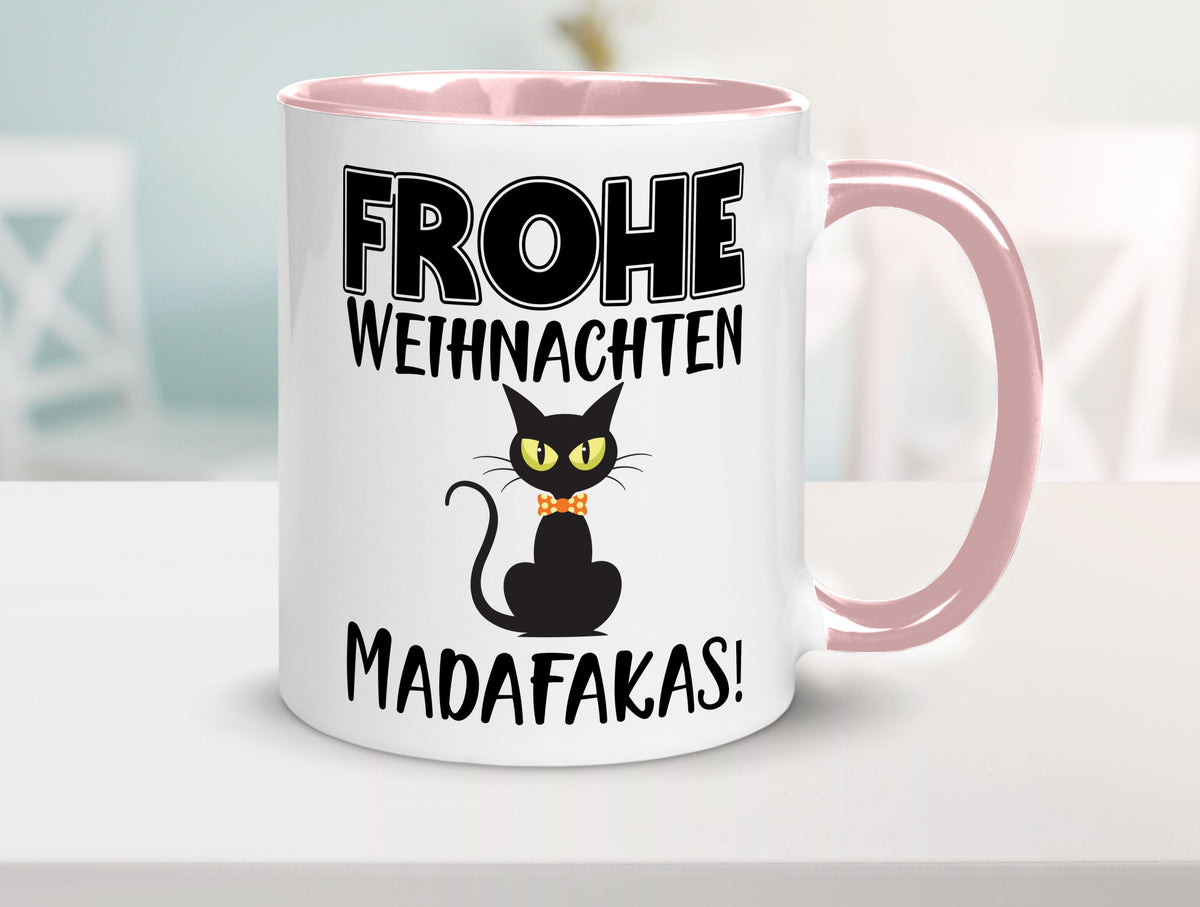 Frohe Weihnachten Madafakas! | Katze Tasse Vintage lustiger Spruch Geschenk