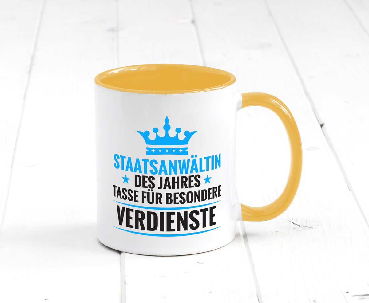 Besonderer Verdienst: Staatsanwältin | Anwältin lustiger Spruch Geschenk Humor Tasse