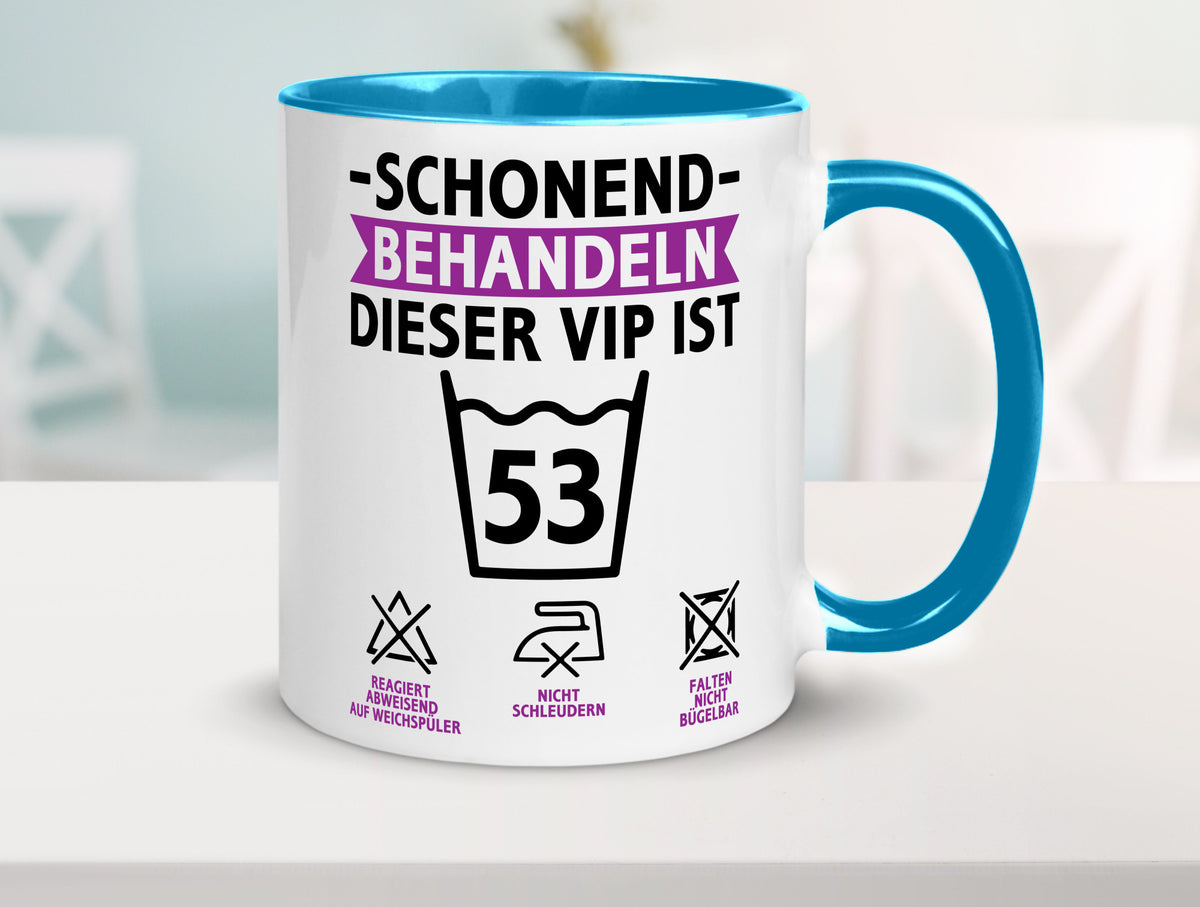 53 Geburtstag | schonend behandeln Jahre v2 lustiger Spruch Geschenk Tasse