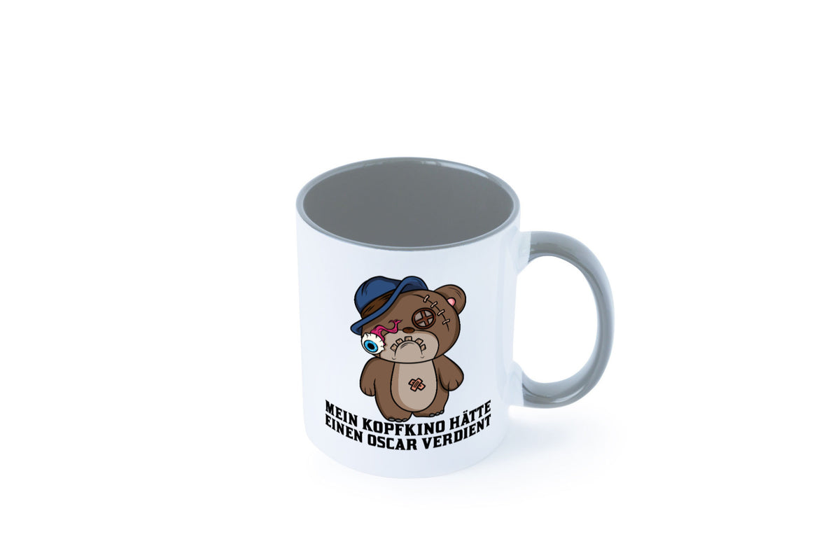 Mein Kopfkino hätte Oscar verdient | kaputter Bär Comic lustiger Spruch Tasse