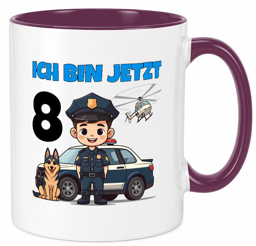 8. Geburtstag | 8 Jahre Polizei Kind Polizeiauto lustig Geschenkidee Geschenk Tasse