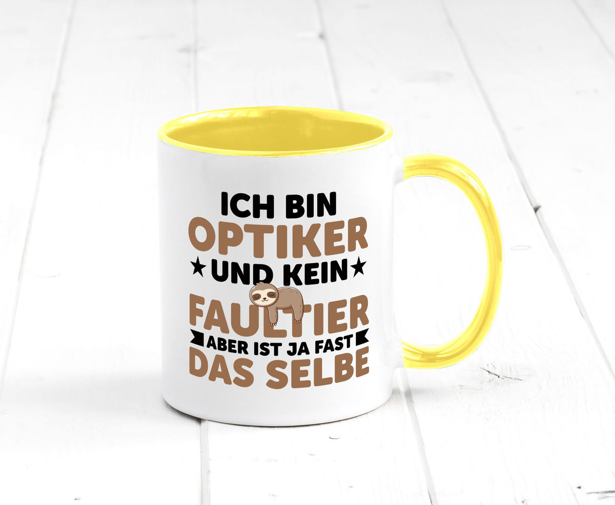 Ich bin kein Faultier: Optiker | Augenoptiker v2 lustiger Spruch Geschenk Tasse