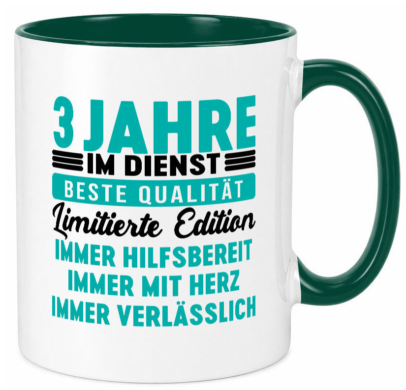 3 Jahre im Dienst | Jubiläum Arbeit v5 lustig Kollegen Büro Geschenk Tasse