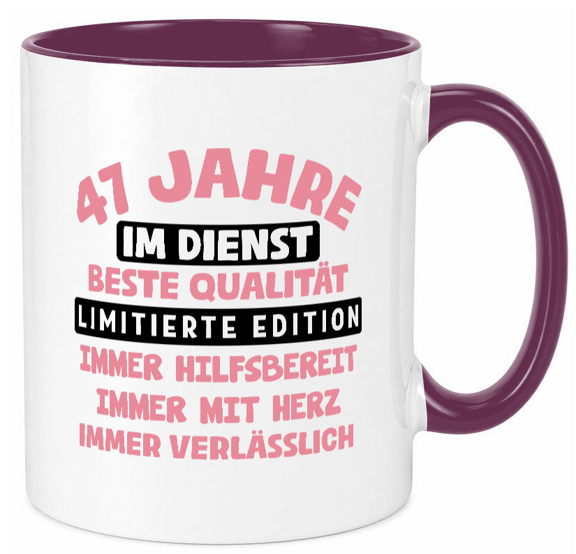 47 Jahre im Dienst | Jubiläum Arbeit v11 Geschenkidee Kollegen Büro Humor Tasse