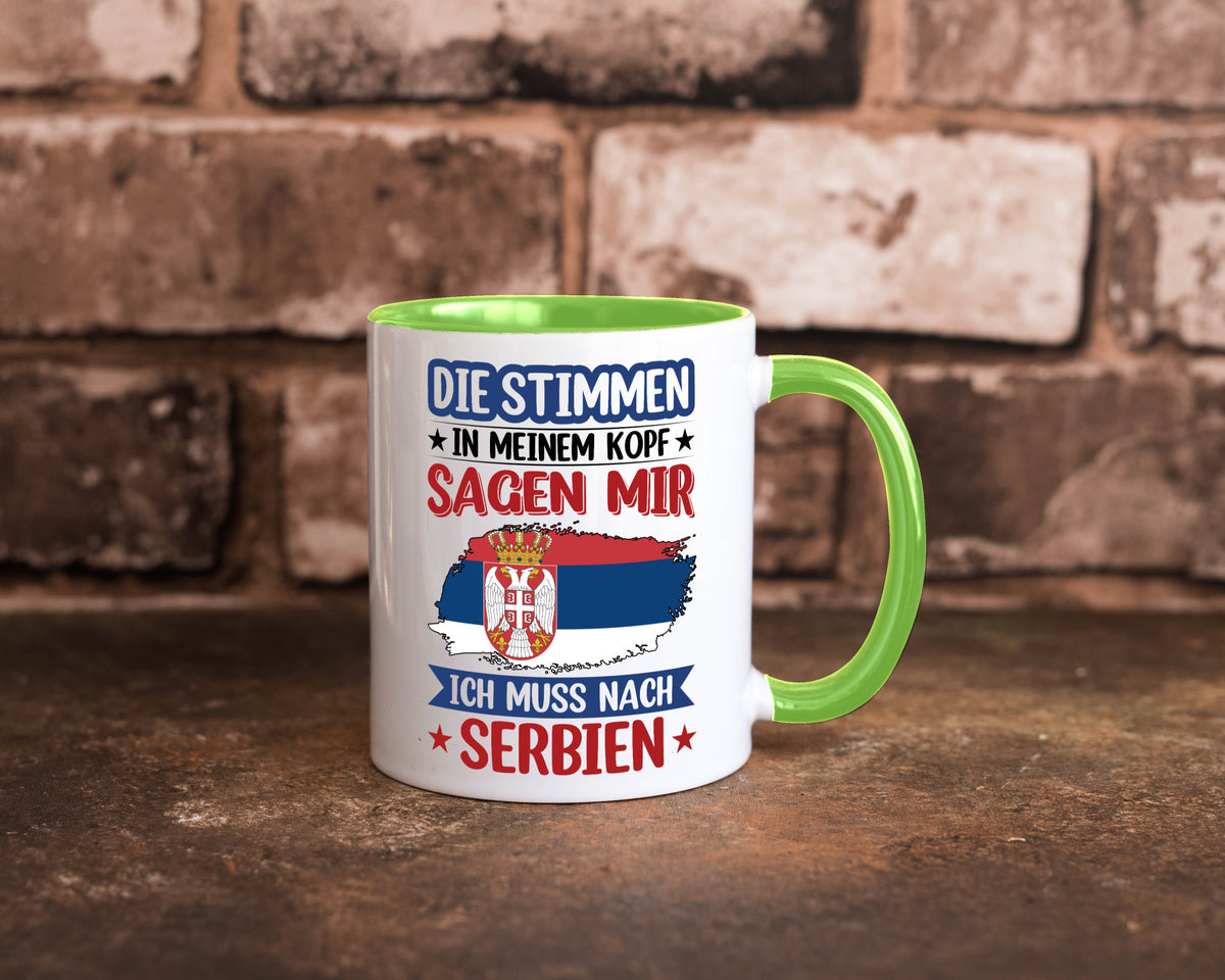 Serbien | Urlaub Stimmen in meinem Kopf Traumland v2 Geschenk Humor Tasse