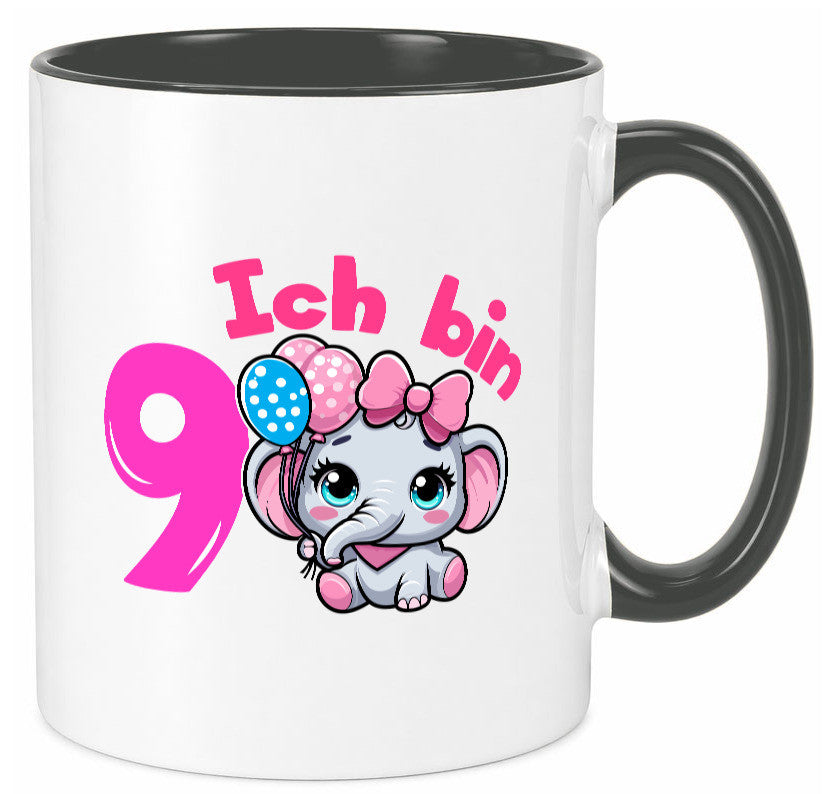 9. Geburtstag | 9 Jahre Elefant Mädchen Geschenk Geschenkidee lustiger Spruch Tasse