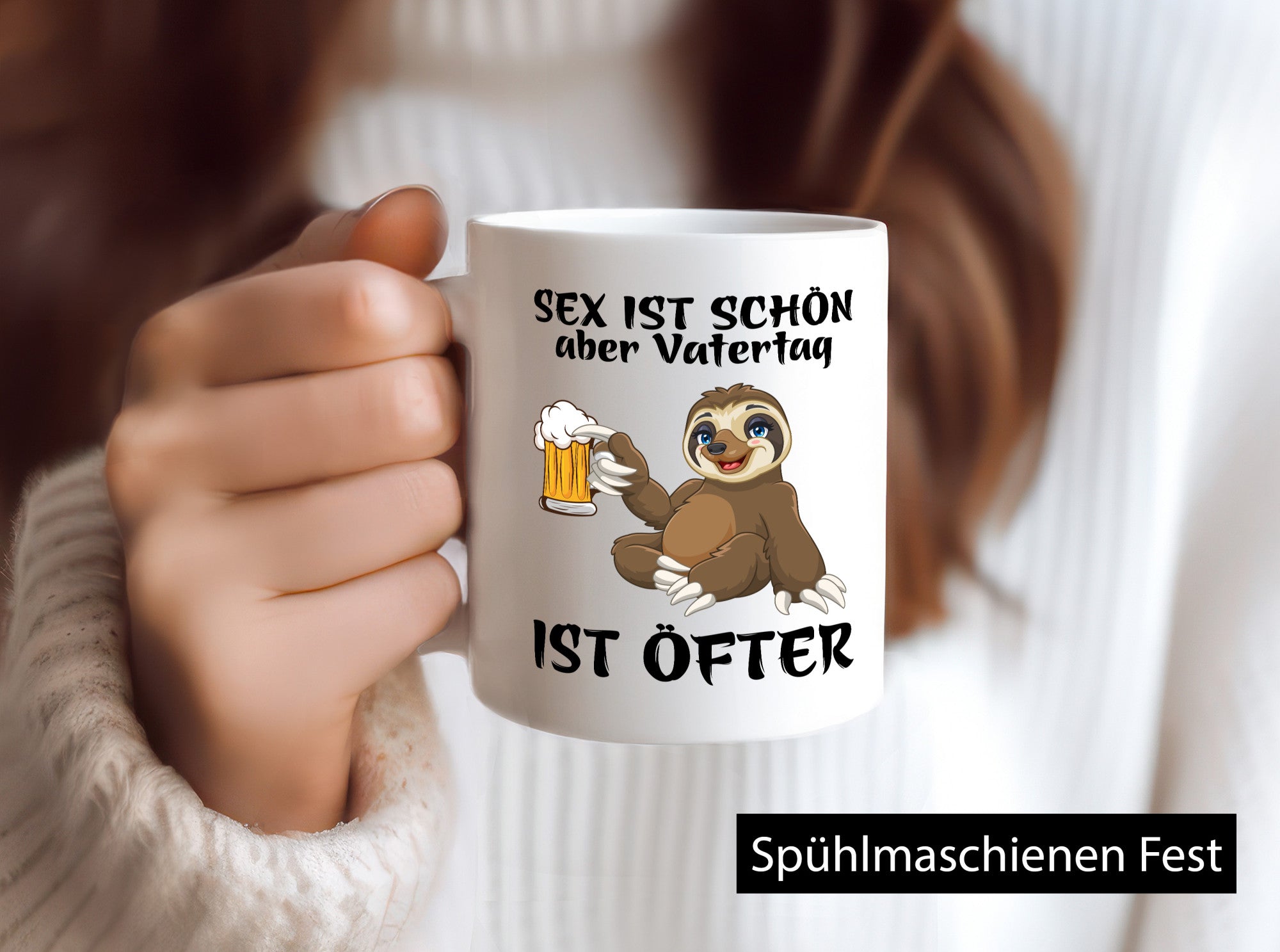 Sex ist schön | Vatertag öfter Bier Faultier Humor Familie Geschenkidee Tasse
