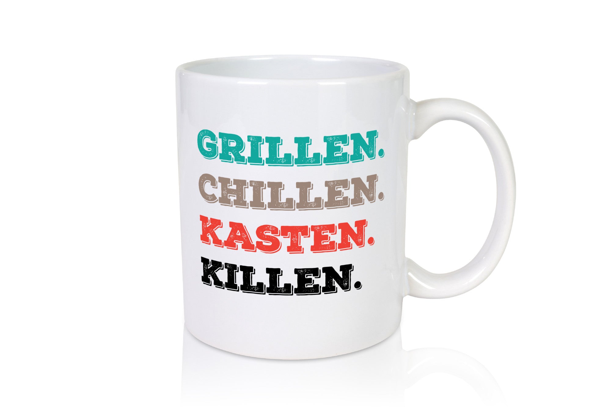 Grillen Chillen Kasten Killen | Bier Bierliebhaber Humor Geschenkidee Tasse