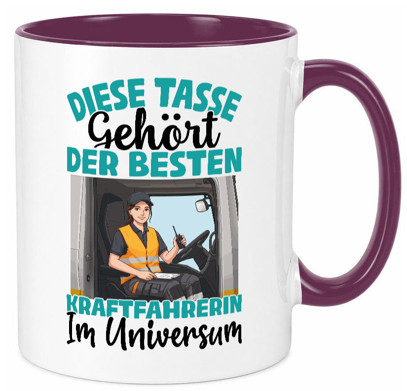 Im Universum: Kraftfahrerin | Lastwagen LKW lustig Humor Geschenkidee Geschenk Tasse