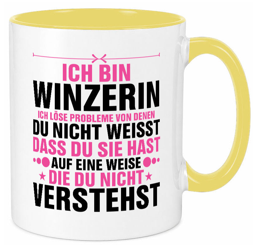 Löse Probleme: Winzerin | Weinbauer Wein Humor Geschenkidee Tasse