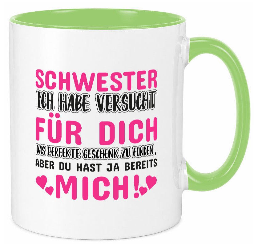 Schwester Tasse | lustiger Spruch Geschwisterliebe v2 Humor Geschenkidee