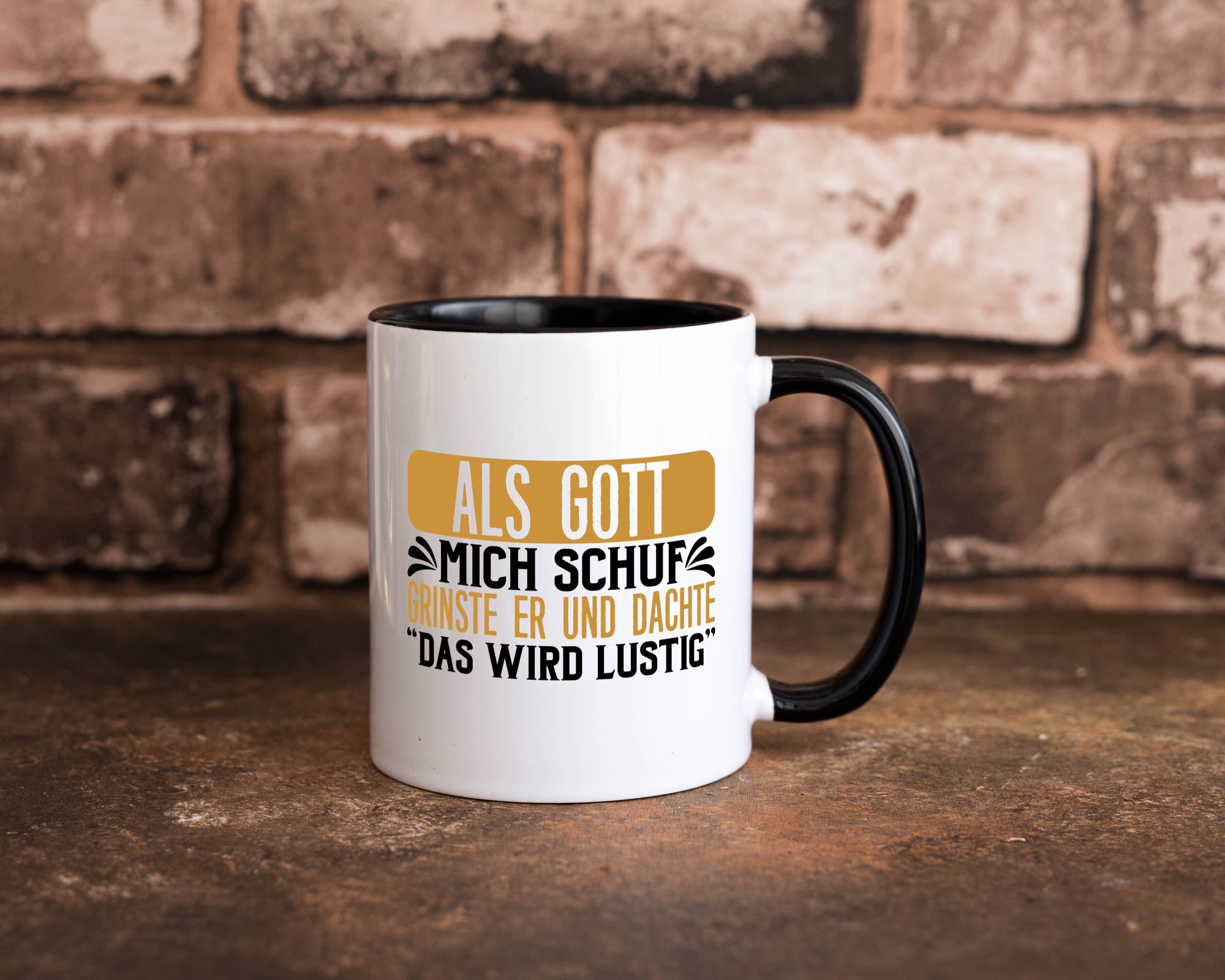 Als Gott mich Schuf Grinste er lustiger Spruch Geschenk Humor Geschenkidee Tasse