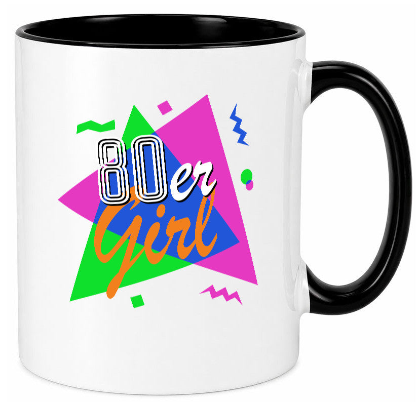 80er Girl - Jahre bunt + verrückt retro Humor Geschenkidee Tasse