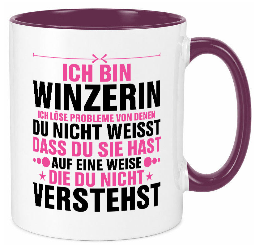 Löse Probleme: Winzerin | Weinbauer Wein Humor Geschenkidee Tasse