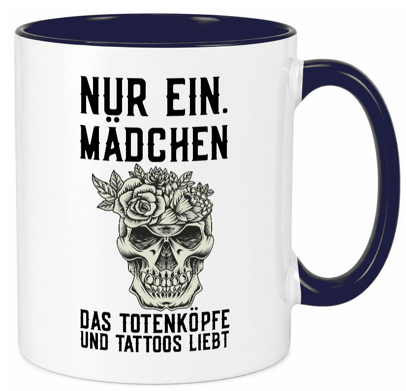 Mädchen |Tattoos und Totenköpfe | Tätowieren Rockabilly Humor Geschenkidee Tasse