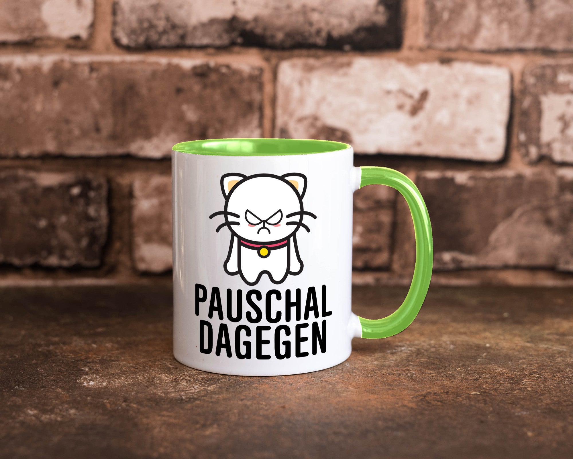 Pauschal dagegen | Katze Wut Geschenk Tierliebhaber Humor lustiger Spruch Tasse